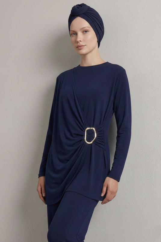 Set doppio Sandy con fibbia dorata blu scuro