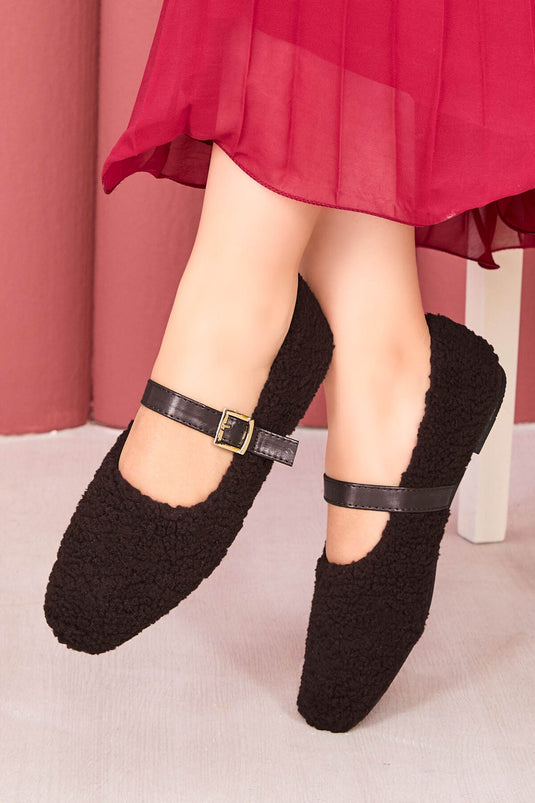 Ballerines Teddy marron à boucle dorée