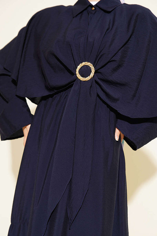 Ensemble triple avec boucle dorée bleu marine