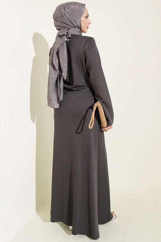 Robe À Boucle Dorée Et Lien Latéral Gris Fumé