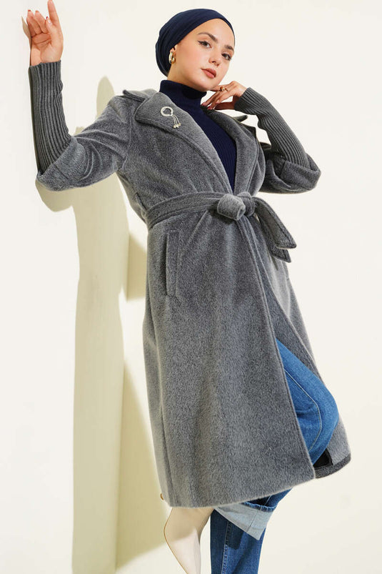 Manteau côtelé à manches Goldfox gris