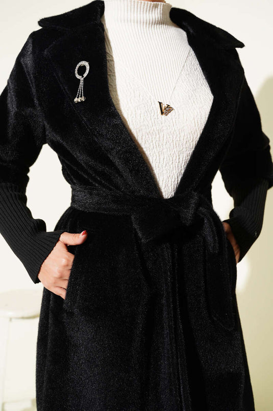 Manteau côtelé à manches Goldfox noir