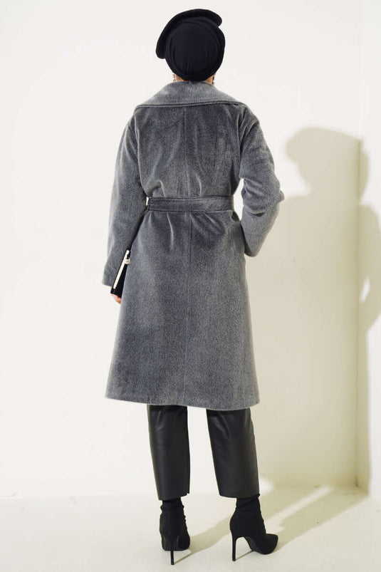 Goldfox Belted Cashmere Coat Slate Gray