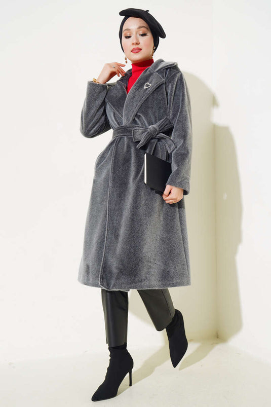 Goldfox Belted Cashmere Coat Slate Gray