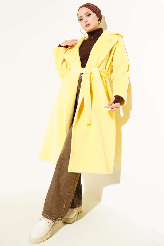 Goldfox Belted Cashmere Coat, Yellow