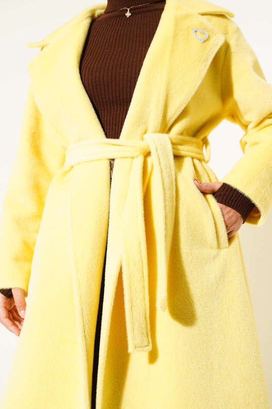 Manteau en cachemire ceinturé Goldfox, jaune