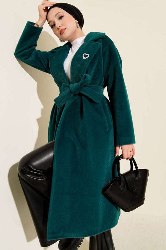 Manteau en cachemire ceinturé Goldfox, émeraude