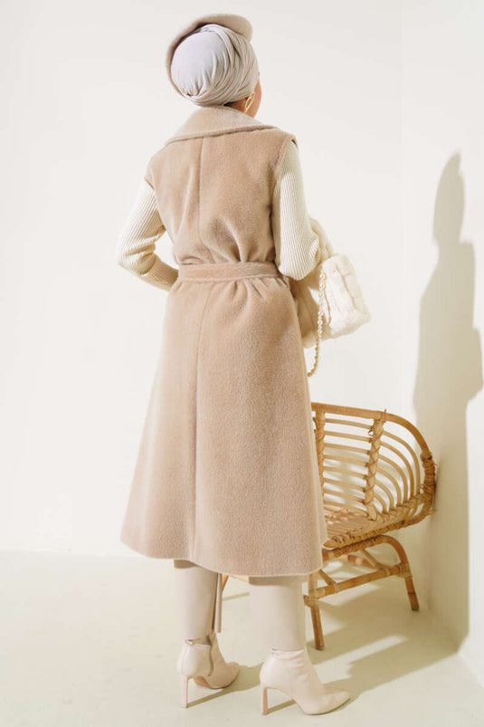 Gilet long ceinturé Goldfox beige