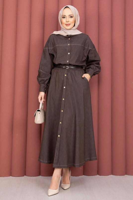 Shirt & Skirt Modest Tensel Set Coffee
