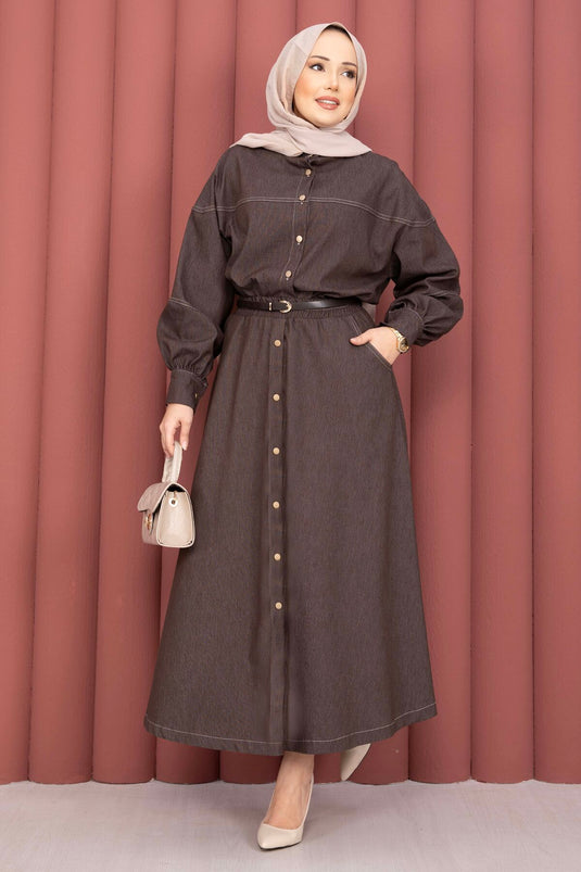 Ensemble Tesettür Tensel Chemise & Jupe Marron