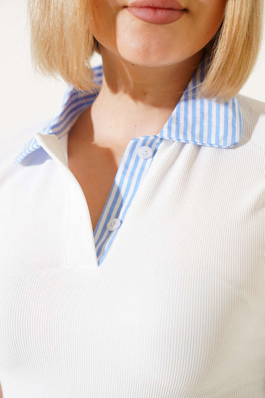 Chemisier blanc à col Garni