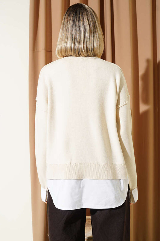 Gömlek Garnili Salaş Triko Kazak Taş