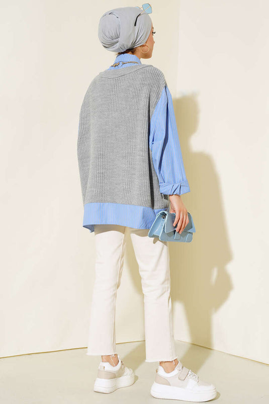 Shirt Collar Knit Gray