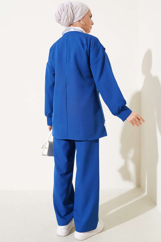 Gömlek Garnili Tunik İkili Takım Lacivert