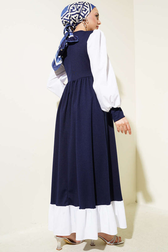 Robe de princesse à manches chemise bleu marine