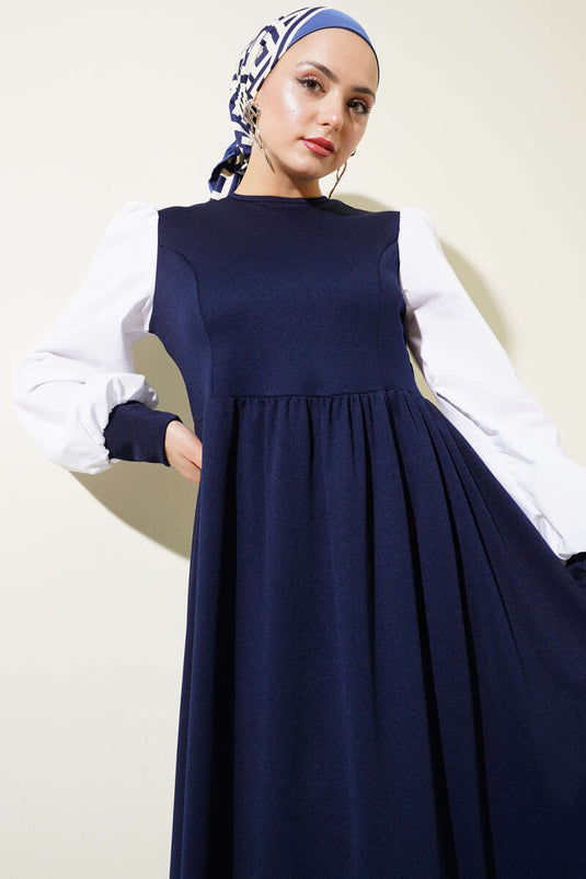 Robe de princesse à manches chemise bleu marine