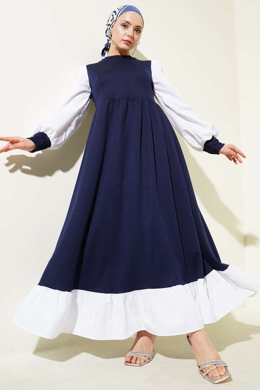 Robe de princesse à manches chemise bleu marine