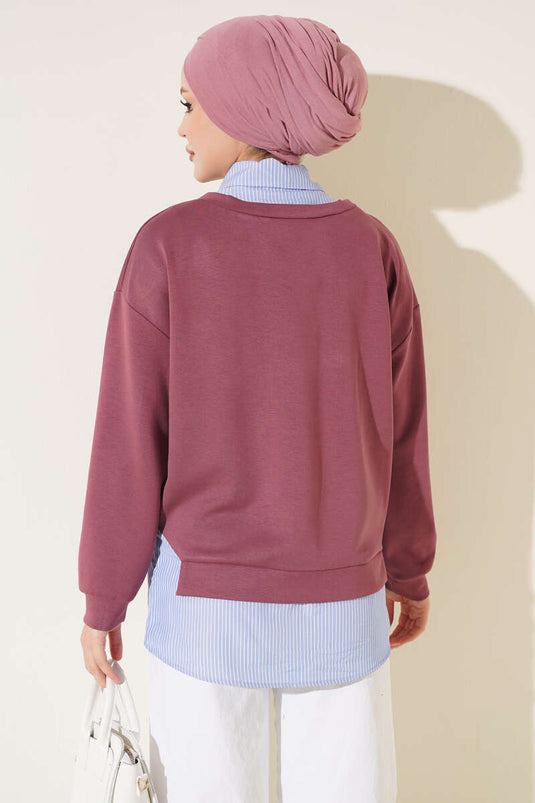 Tunika Magenta A Righe Con Collo