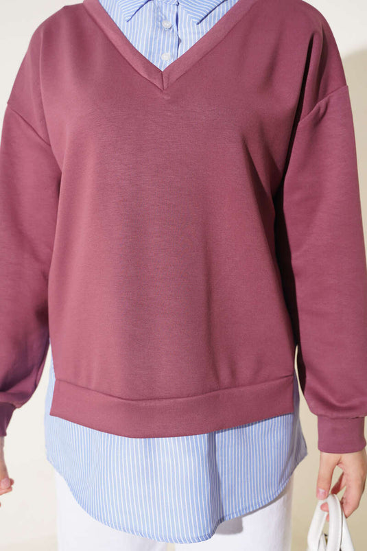 Tunika Magenta A Righe Con Collo