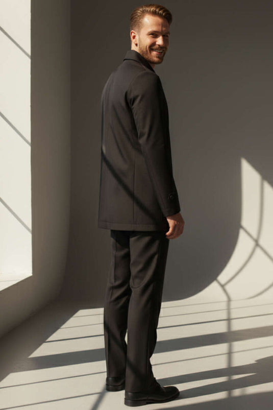 Trench-coat court noir à col chemise pour homme