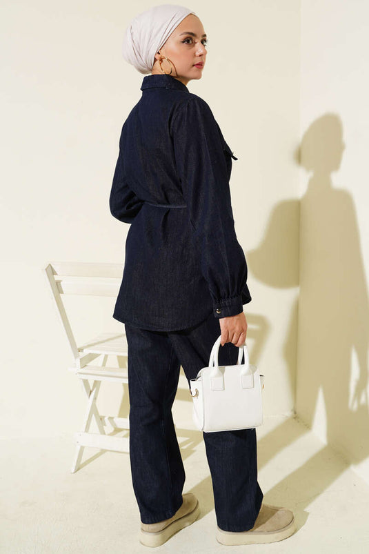 Gömlek Yaka Kot İkili Takım Kot