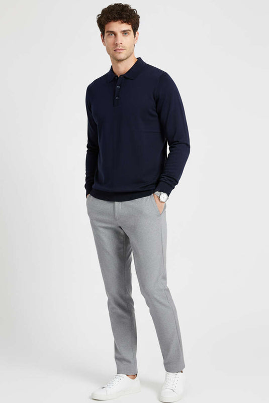 Gömlek Yaka Merserize Triko Erkek Kazak Lacivert