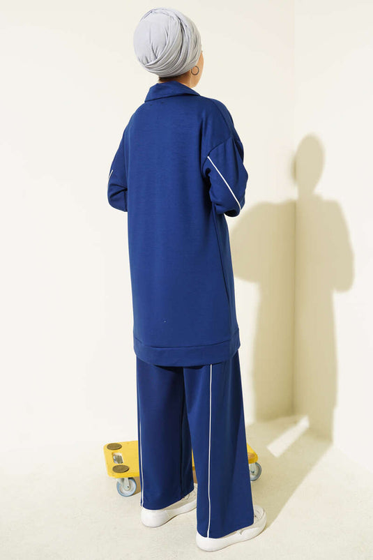 Gömlek Yaka Sahte Cepli Loyşa İkili Takım Lacivert