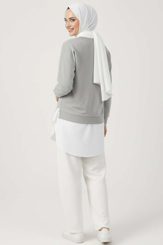 Tunique à col chemise granit gris