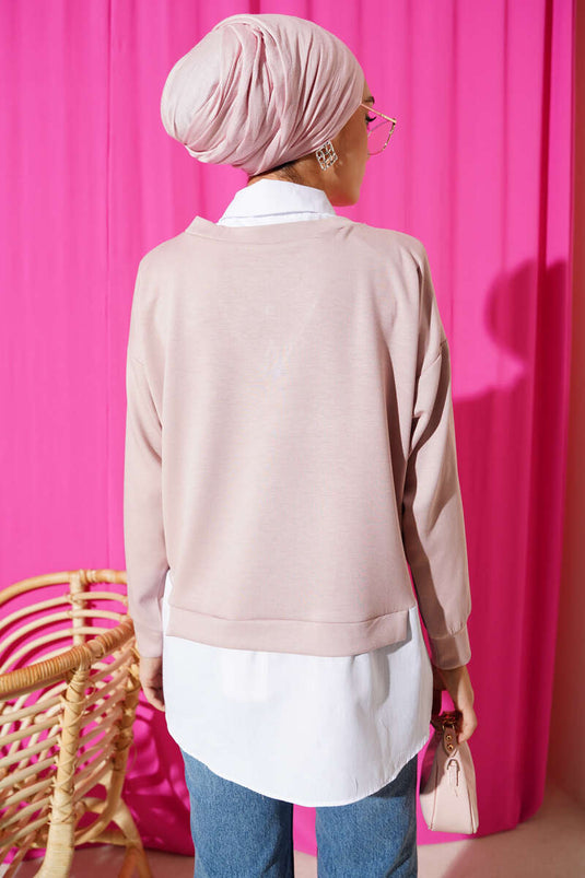 Tunique à col chemise en granit poudre