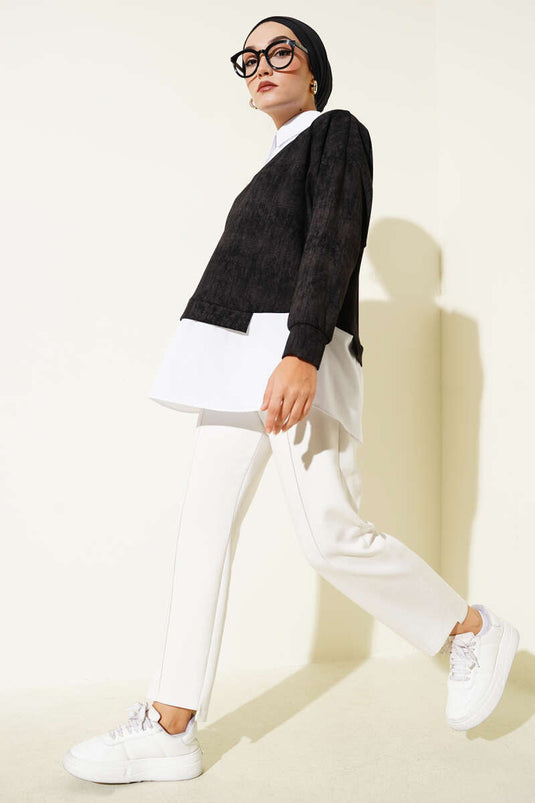 Tunique à col chemise granit noir