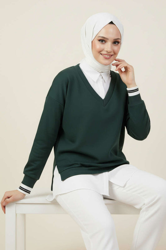 Tunique à col chemise granit émeraude