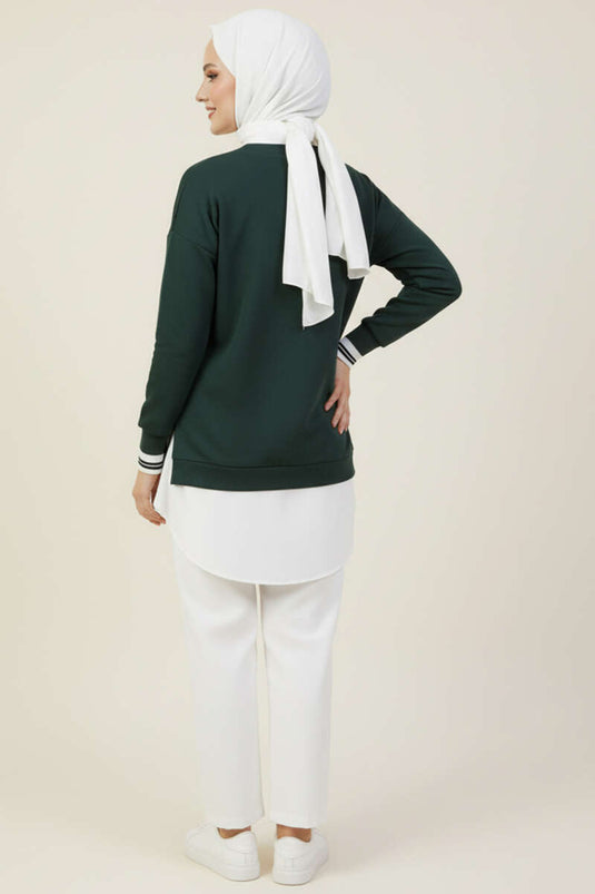 Tunique à col chemise granit émeraude