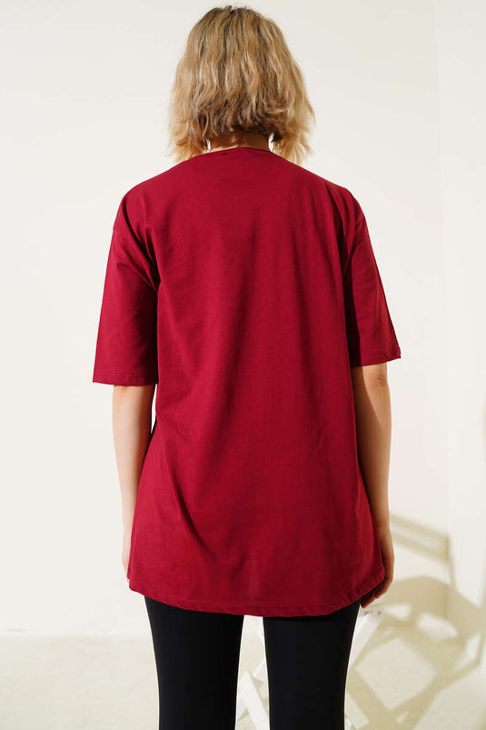 T-shirt bordeaux imprimé œil