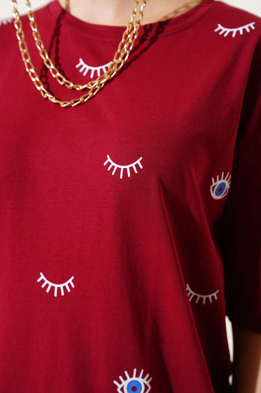 Eye Printed T-shirt Burgundy