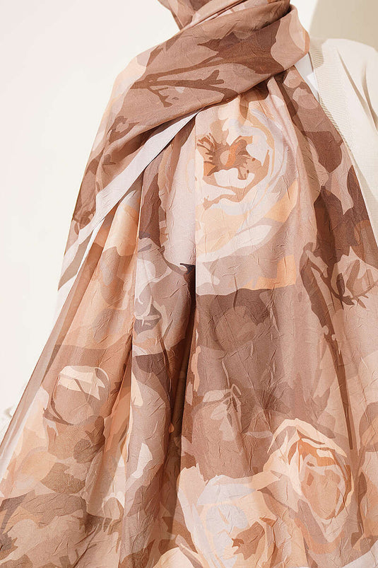 Écharpe En Bambou À Fleurs Rose Beige