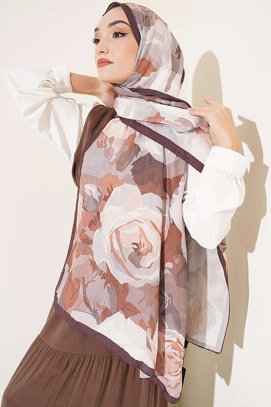 Écharpe En Bambou À Motif Rose Châtaigne