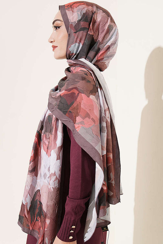 Écharpe En Bambou À Motif Rose, Couleur Mink Foncé