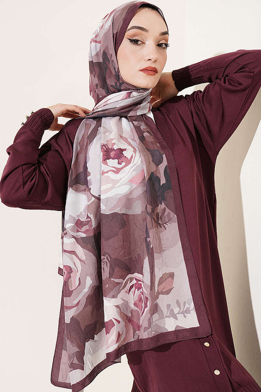 Écharpe En Bambou À Fleurs Rose Mauve