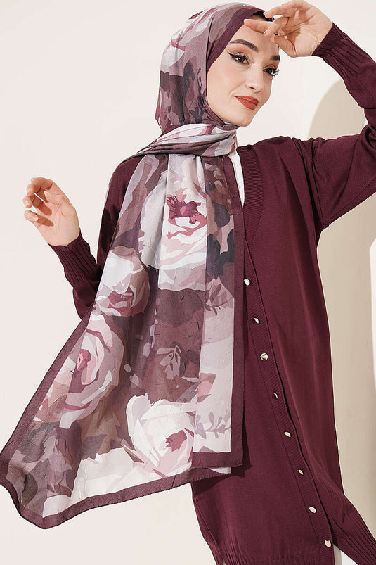 Écharpe En Bambou À Fleurs Rose Mauve