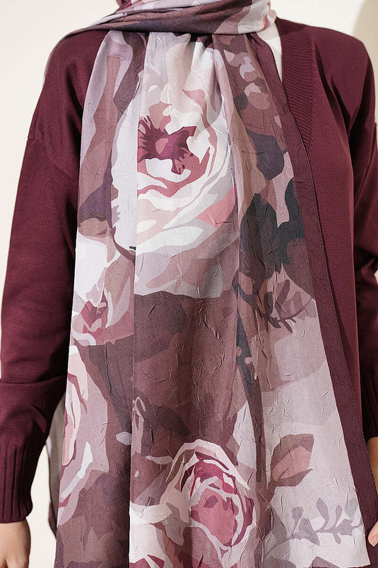 Écharpe En Bambou À Fleurs Rose Mauve