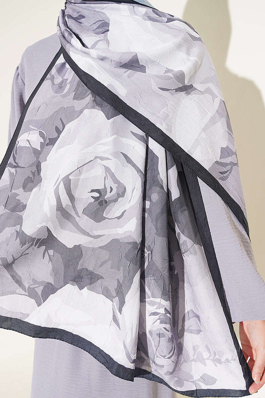 Écharpe En Bambou À Fleurs Rose Noire
