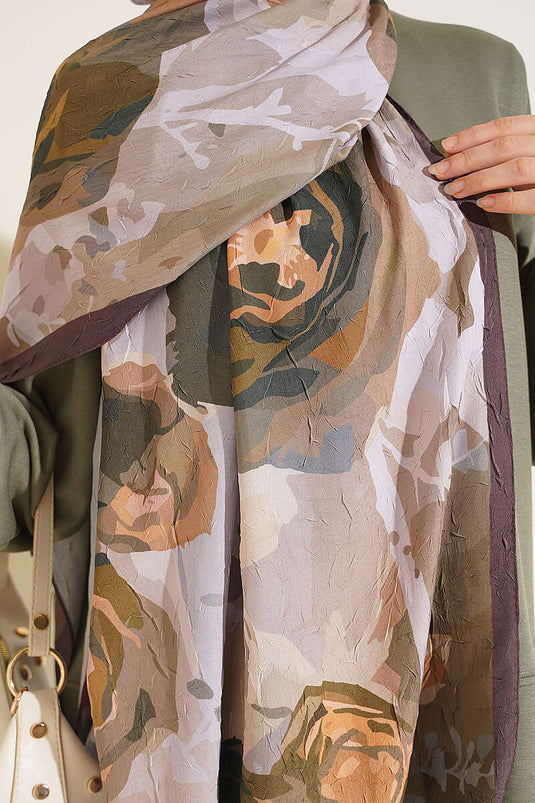 Écharpe En Bambou À Motif Rose Vert Olive