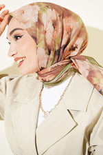 Écharpe Douce À Motif Rose Et Vert