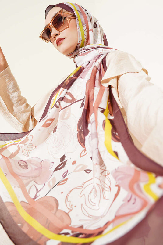 Châle à motif rose marron foncé