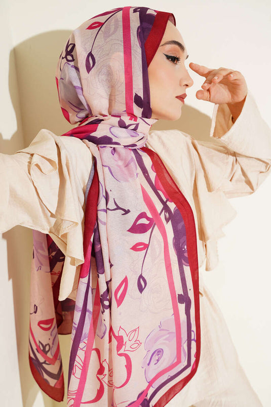 Rosenmotiv-Schal, Burgunderrot