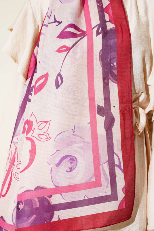 Rosenmotiv-Schal, Burgunderrot