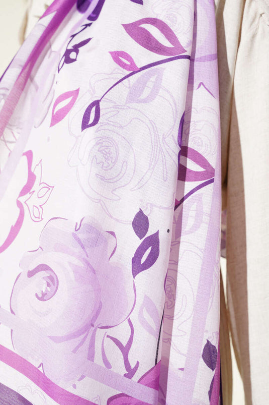 Rose Motif Shawl Purple