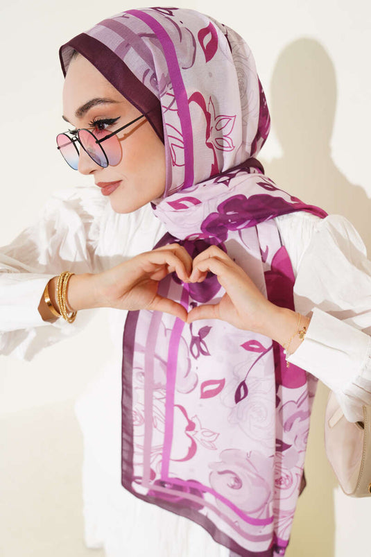 Rosenmotiv-Schal, Pflaume