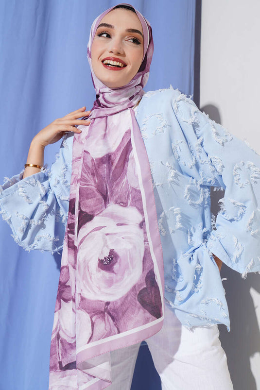 Rose Striped Gradient Scarf Powder Pink