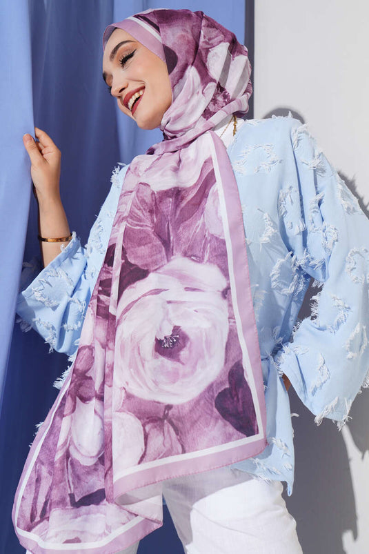 Rose Striped Gradient Scarf Powder Pink